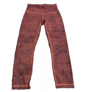 Lululemon Leggings Size 6 Women’s Orange Print Wunder Train High Rise Crop